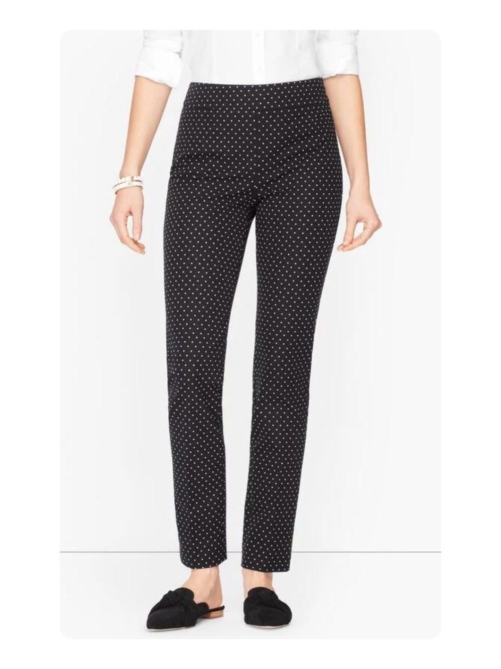 ★ Talbots “Chatham Ankle” Elevated Basic Office NWT Polka Dot Pants Black 4 ★